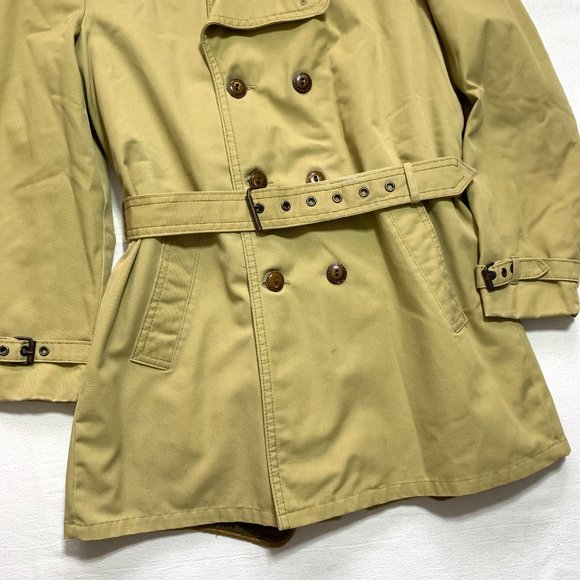 Vintage Silton California Canvas Sherpa Lined Belted Jacket Over Mens Size M tan - Picture 4 of 14